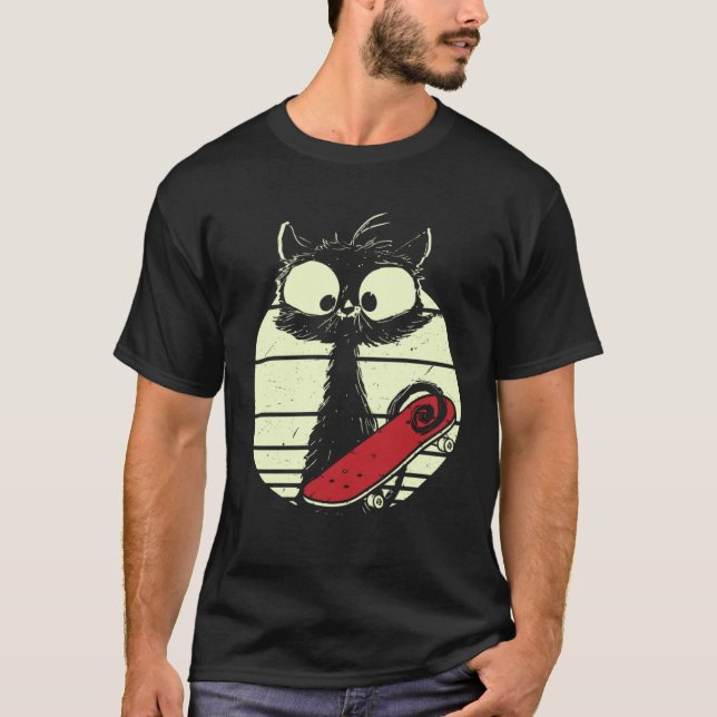 Cat With Skateboard  Skateboarder Cat Cute Skater T-Shirt (Vorderseite)