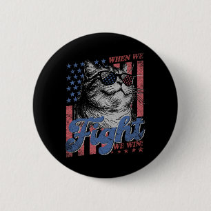 Cat with Sungles US Flag Kamala Harris Präsident Button