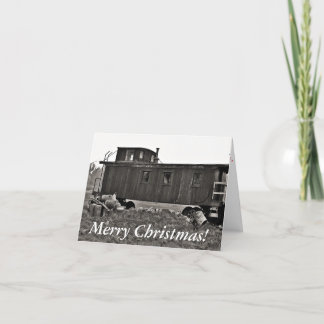Cat with Train Christmas card - Winter’s Beauty Feiertagskarte