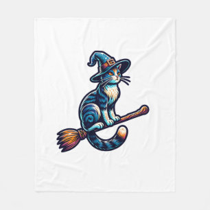 Cat Wizard Halloween Hexe Mystical Cat Lovers Hal Fleecedecke
