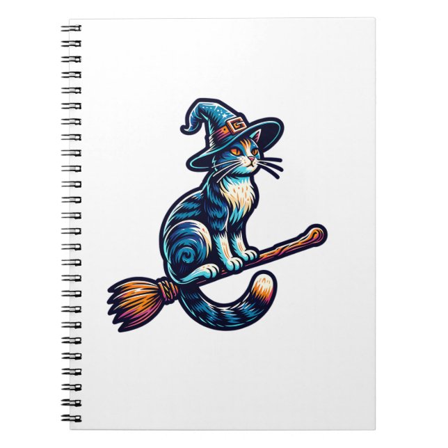 Cat Wizard Halloween Hexe Mystical Cat Lovers Hal Notizblock (Vorderseite)