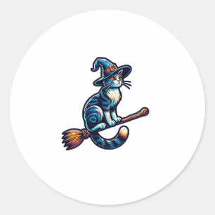 Cat Wizard Halloween Hexe Mystical Cat Lovers Hal Runder Aufkleber