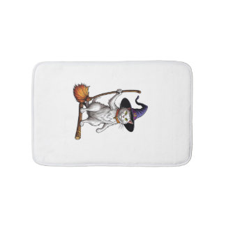 Cat Wizard Halloween Witch Mystical Cat Lovers Lon Badematte