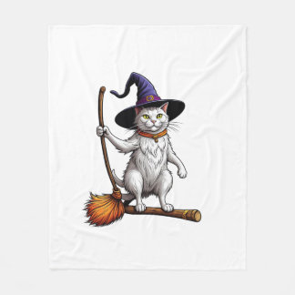 Cat Wizard Halloween Witch Mystical Cat Lovers Lon Fleecedecke