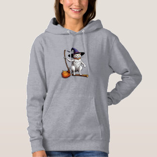 Cat Wizard Halloween Witch Mystical Cat Lovers Lon Hoodie