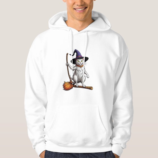 Cat Wizard Halloween Witch Mystical Cat Lovers Lon Hoodie (Vorderseite)