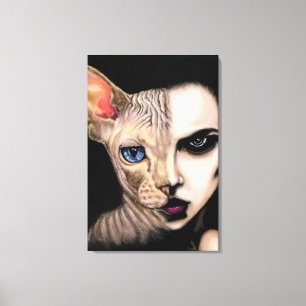 Cat Woman - Facebook Canvas Print - Malerei Art Leinwanddruck