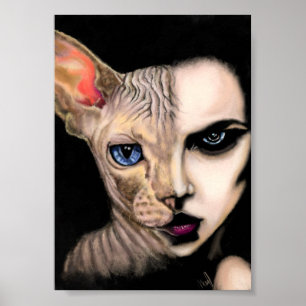 Cat Woman - Gedicht - Malerei Art Poster
