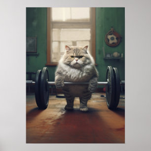 Cat Workout Gym Poster