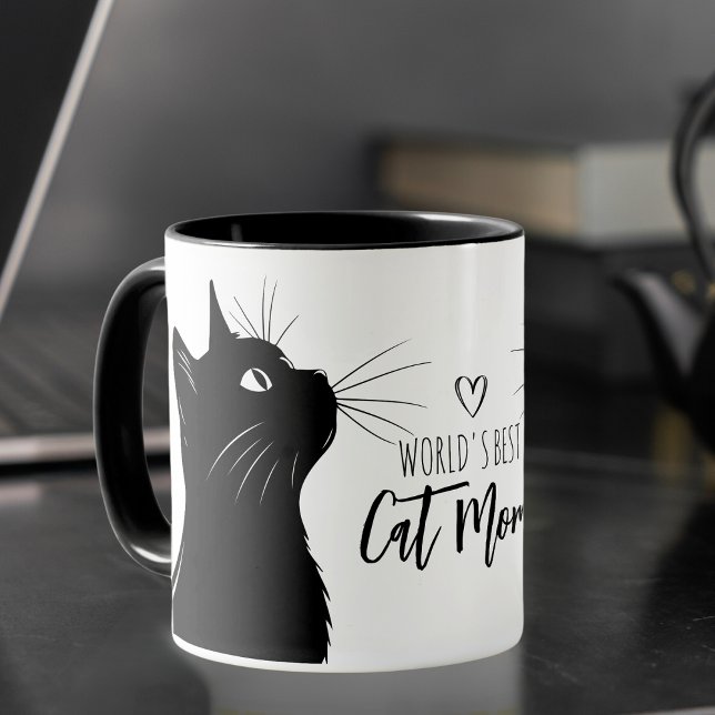 Cat World's Best Cat Mama Custom Coffee Tasse (The purr-fect gift for any cat mom and you can personalize it, too! )