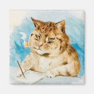 Cat Writing by Louis Wain Magnet