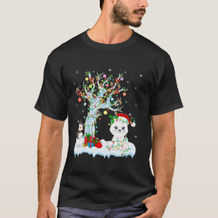 Cat Xmas Lighting Tree Weihnachtsmannmütze Weihnac T-Shirt
