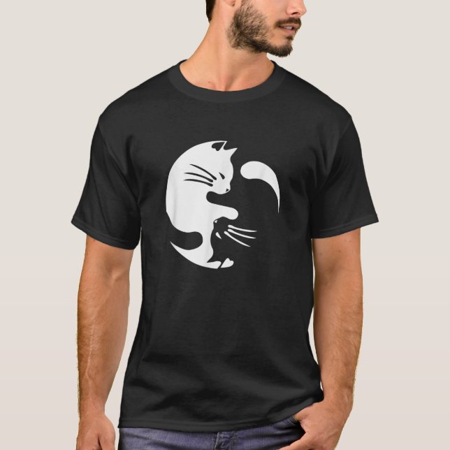 Cat Yin Yang Peace Love Interconnection Gift Ide T-Shirt (Vorderseite)