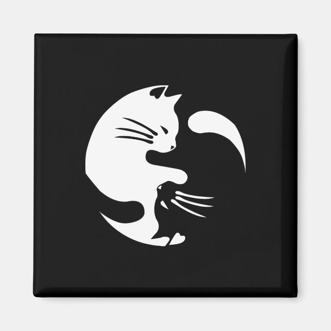 Cat Yin Yang Peace Loving Geschenkidee Magnet (Vorne)