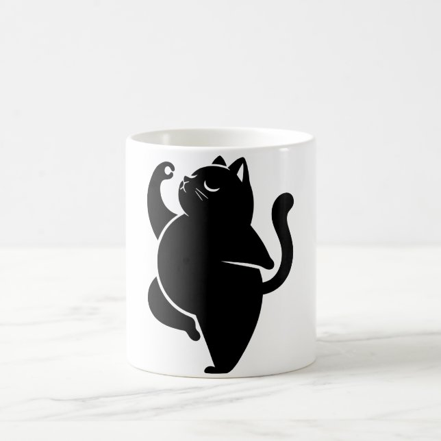 *Cat Yoga #1 Digitale Kunst Kaffeetasse (Mittel)