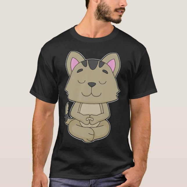 Cat Yoga Fitness Meditation T-Shirt (Vorderseite)