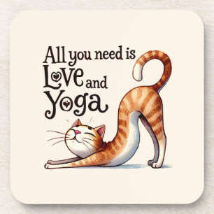 Cat Yoga Pose - Alles was Sie brauchen ist Liebe u Getränkeuntersetzer
