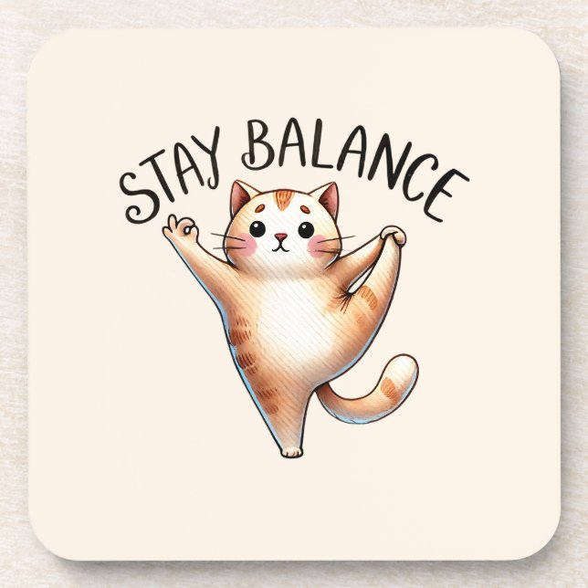 Cat Yoga Pose - Bleibe Getränkeuntersetzer (Vorderseite)