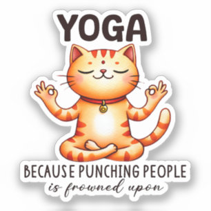 Cat Yoga Pose - Funny Yoga Aufkleber