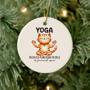 Cat Yoga Pose - Funny Yoga Keramik Ornament