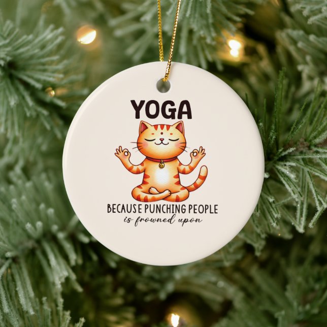 Cat Yoga Pose - Funny Yoga Keramik Ornament (Baum)