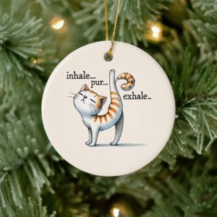 Cat Yoga Pose - Inhalieren - Pur - Exhale Keramik Ornament