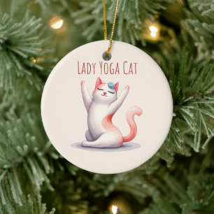 Cat Yoga Pose - Lady Yoga Cat Keramik Ornament