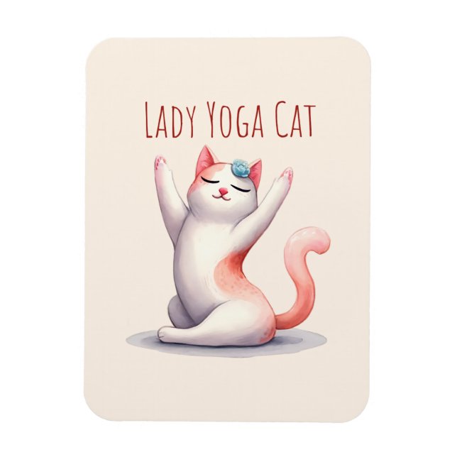 Cat Yoga Pose - Lady Yoga Cat Magnet (Vertikal)