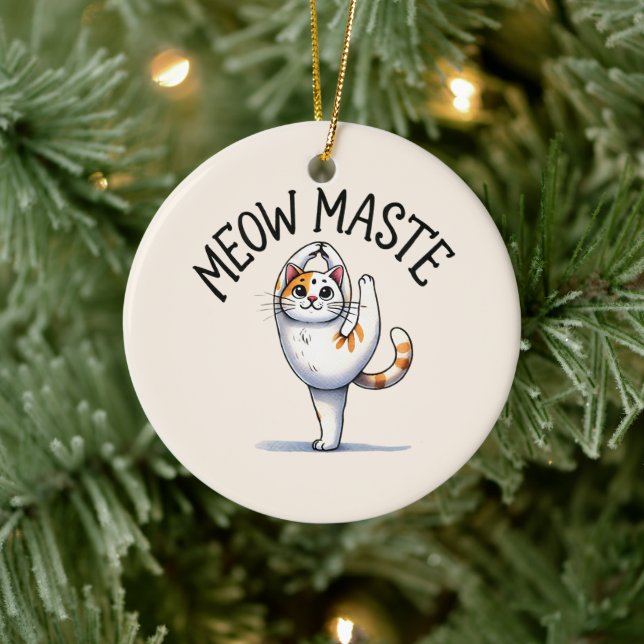 Cat Yoga Pose - Meow Maste Keramik Ornament (Baum)