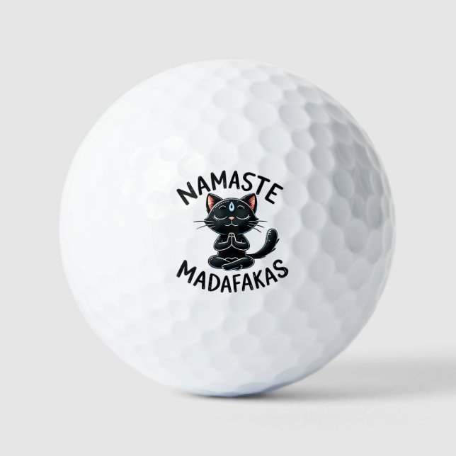 Cat Yoga Pose - Namaste Madafakas Golfball (Vorderseite)