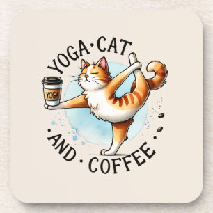 Cat Yoga Pose - Yoga Cat and Coffee Getränkeuntersetzer