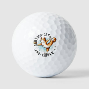 Cat Yoga Pose - Yoga Cat and Coffee Golfball