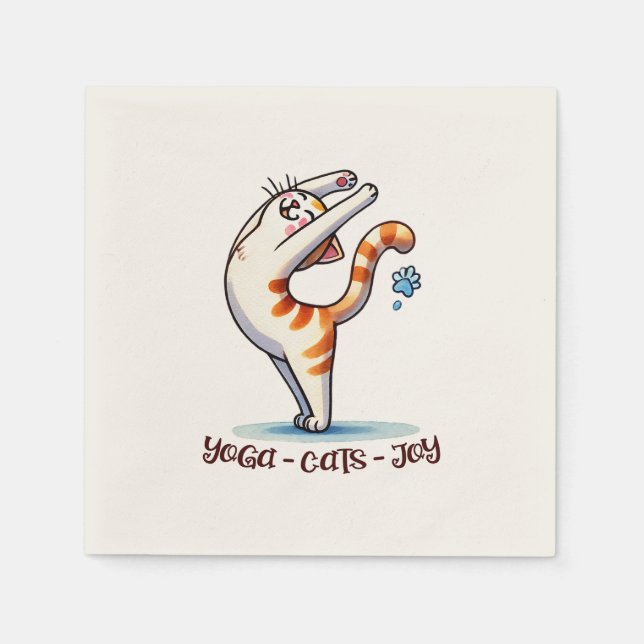Cat Yoga Pose - Yoga - Katzen - Joy Serviette (Vorderseite)