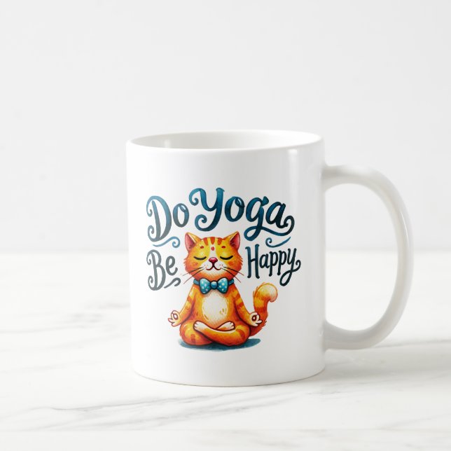 Cat Yoga Pose - Yoga machen, glücklich sein Kaffeetasse (Rechts)