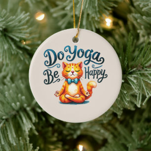 Cat Yoga Pose - Yoga machen, glücklich sein Keramik Ornament