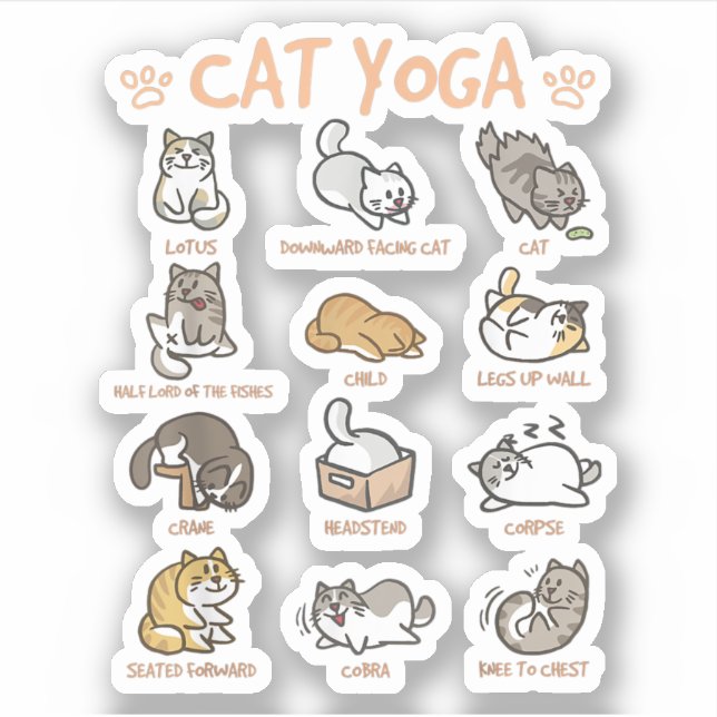Cat Yoga Posen Katzen, die Achtsamkeit üben Aufkleber (Vorderseite)