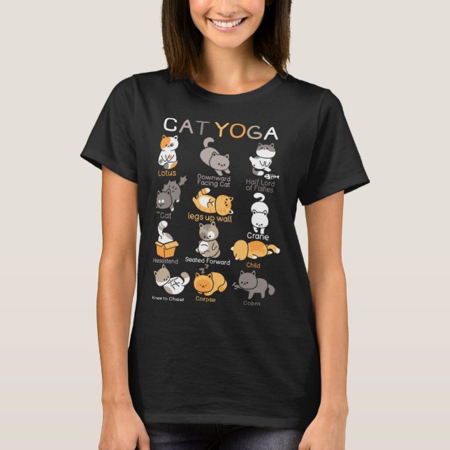 Cat Yoga Poses Zen Meditation Namaste Kitten Cat T-Shirt (Vorderseite)