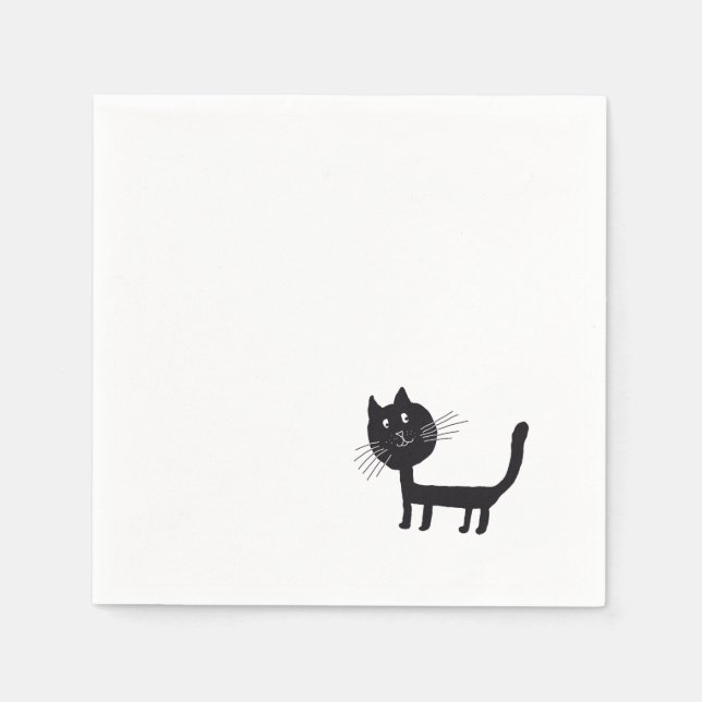 Cat Zeichnend Papier Napkins Serviette (Vorderseite)