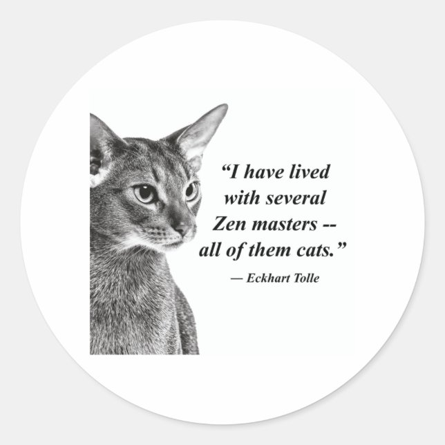 Cat Zen Master - Eckhart Tolle Runder Aufkleber (Vorderseite)