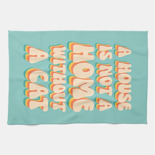 Cat Zuhause Geschirrtuch (Horizontal)