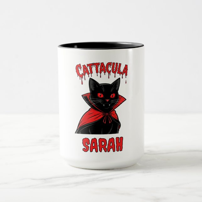 Catacula Black Vampire Cat Halloween Tri-Blend Shi Tasse (Zentrum)