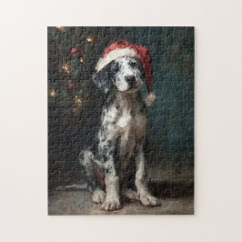 Catahoula Leopard Dog Puppy Christmas Painting Puzzle
