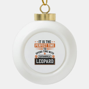 Catahoula Leopard Dog Vintage Time-Shirt-Design_1 Keramik Kugel-Ornament