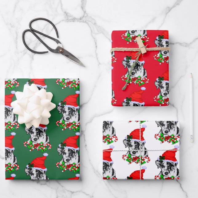 Catahoula Leopard Dog Weihnachten Geschenkpapier Set (Vorderseite)