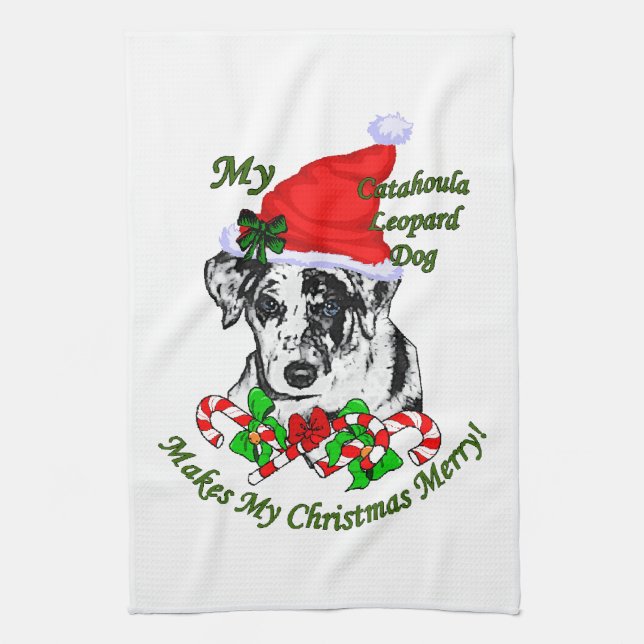 Catahoula Leopard Dog Weihnachten Küchentuch (Vertikal)