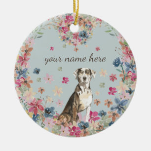 Catahoula Leopard Dog Welpe Blumenmuster Keramik Ornament