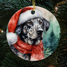 Catahoula Leopard Hound Watercolor Weihnachtsanfan Keramik Ornament