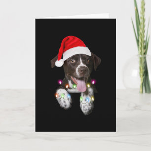 Catahoula Puppy Sitting Christmas light Karte