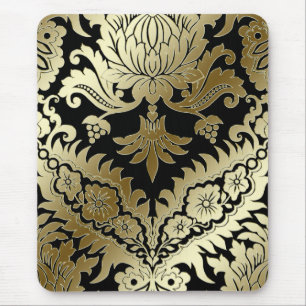 CATALINA DAMAST in GOLD auf SCHWARZ Mousepad