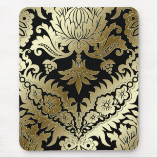 CATALINA DAMAST in GOLD auf SCHWARZ Mousepad